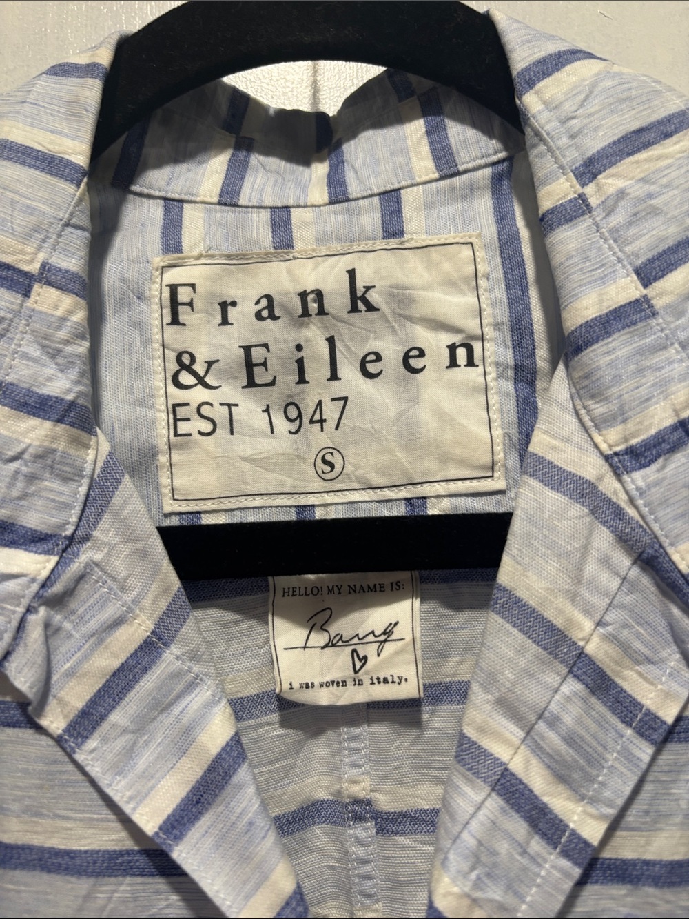 FRANK & EILEEN Barry cotton stripe button down top - Picture 2 of 5